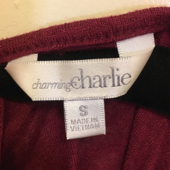 Charming Charlie Maroon Top with Sheer Bow - Picture 6 of 6